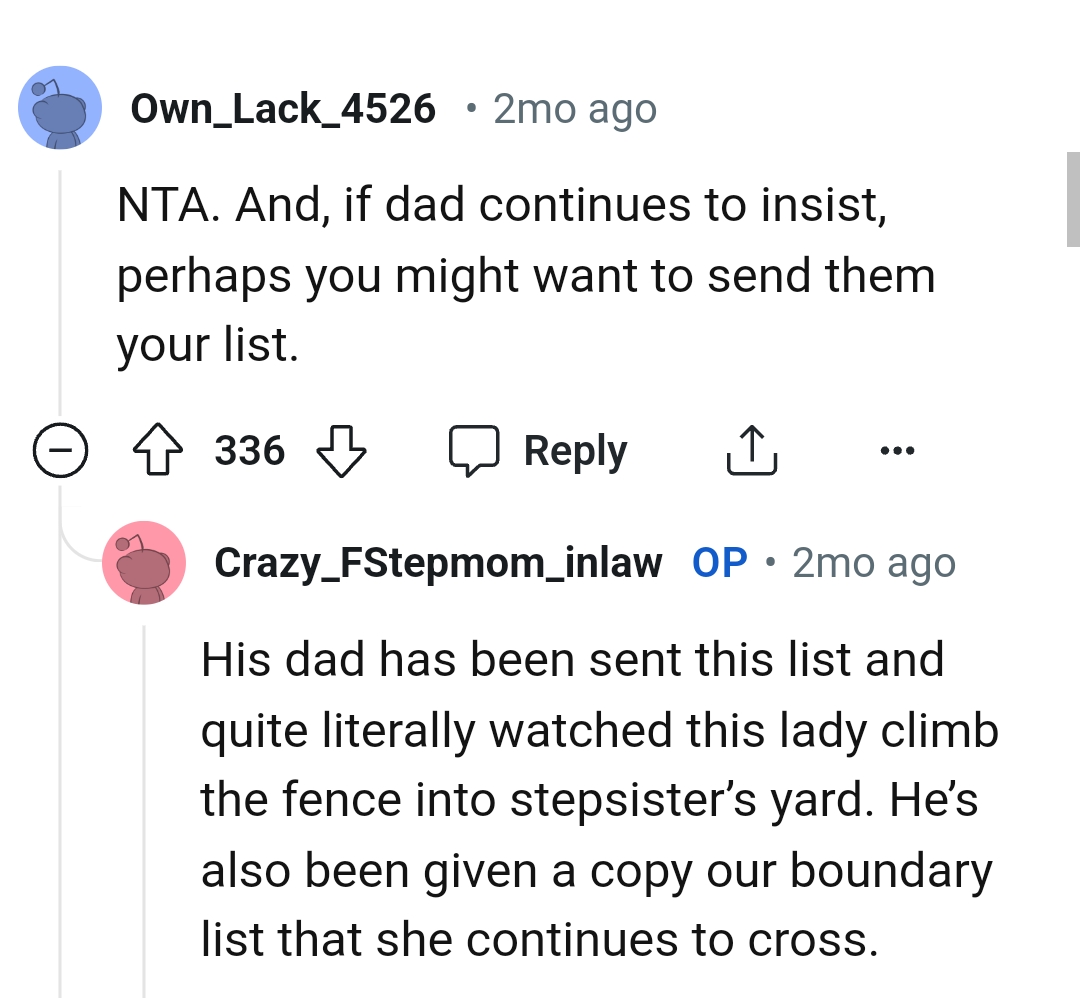 The fiancé's dad has been sent the list