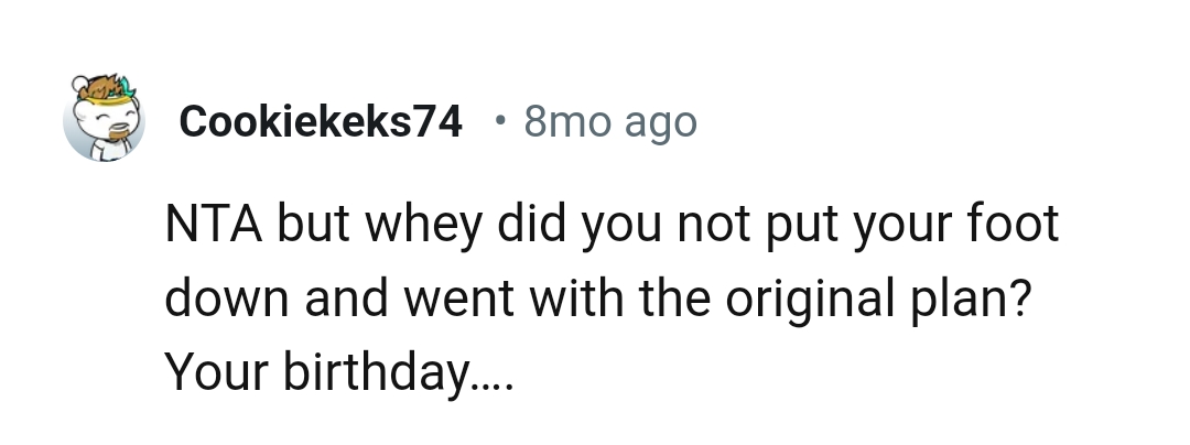 The OP could have put her foot down