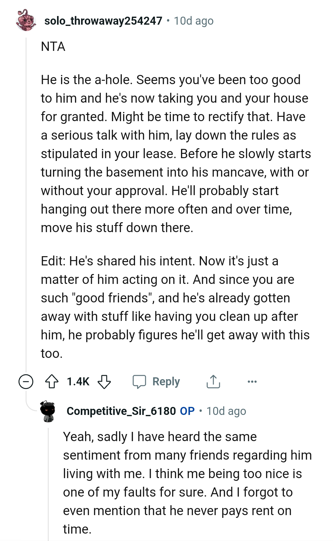 The OP has been too good