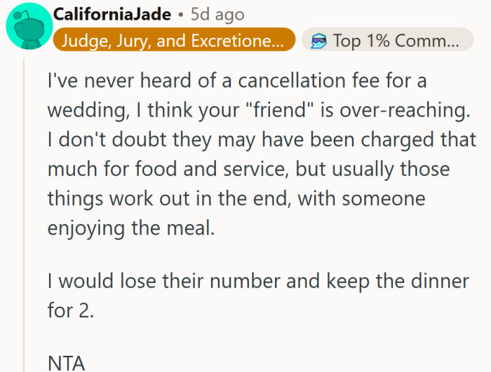 Some felt friendship shouldn’t come with an itemized bill—just boundaries and a good meal voucher.