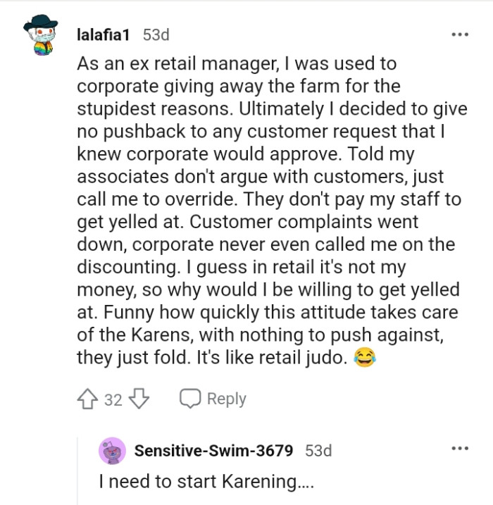 They don't pay my staff to get yelled at.