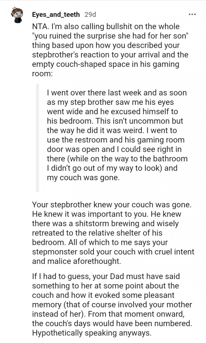 You ruined the surprise she had for her son