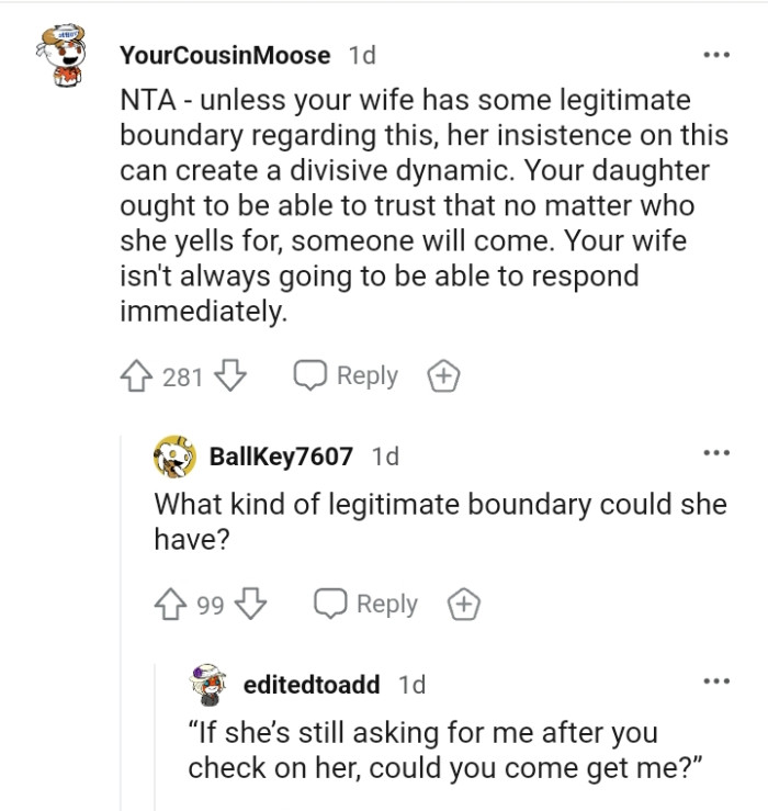 OP's wife isn't always going to be able to respond immediately