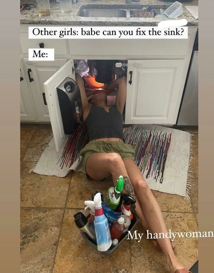 32. There is something suspicious about this picture. Is that really how you fix a sink?