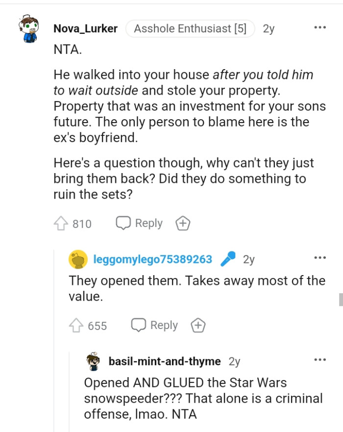 The only person to blame is the ex's boyfriend