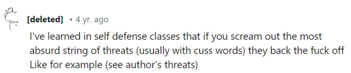 Ah, the art of self-defense through the 