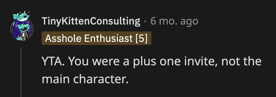 Were her boyfriend's siblings and their significant others just NPCs to OP?