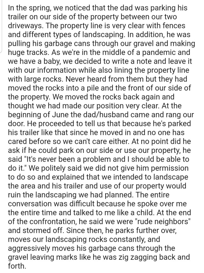 Despite Repeated Warnings, OP's Neighbors Have Refused to Respect Their Boundaries