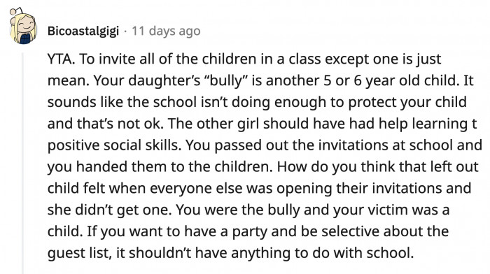 They claimed OP's behavior could be considered bullying, and it's worse because she retaliated against a child.
