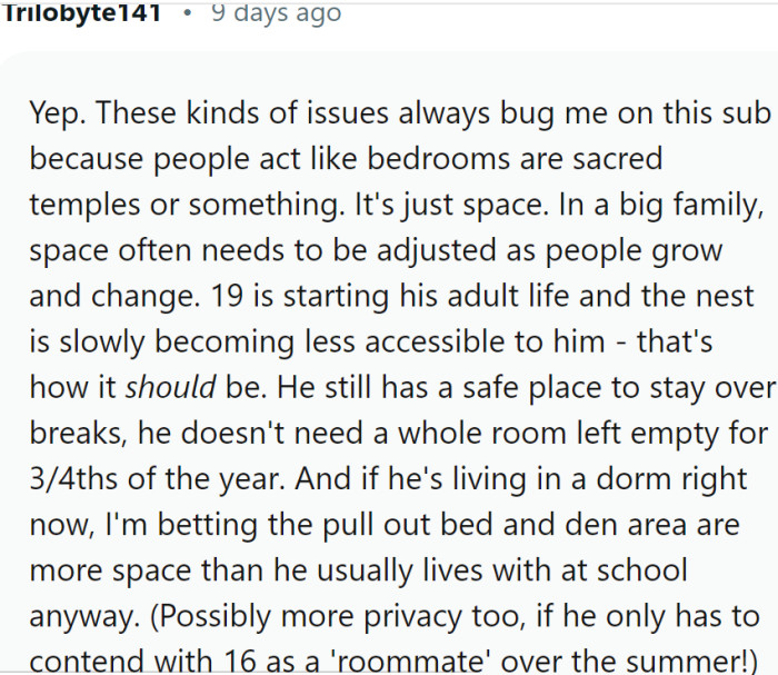 Bedrooms are not sacred temples.