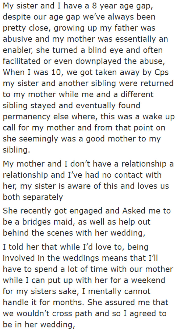 The OP explains her family background and her current ordeal.