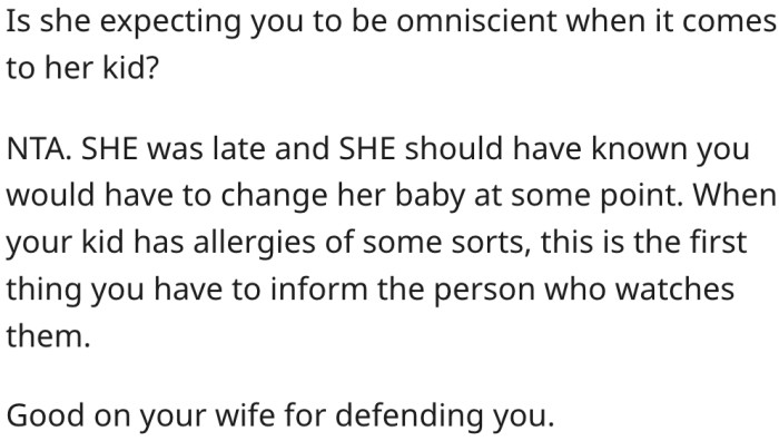 20. He couldn't have known about the child's skin issues unless she told him.