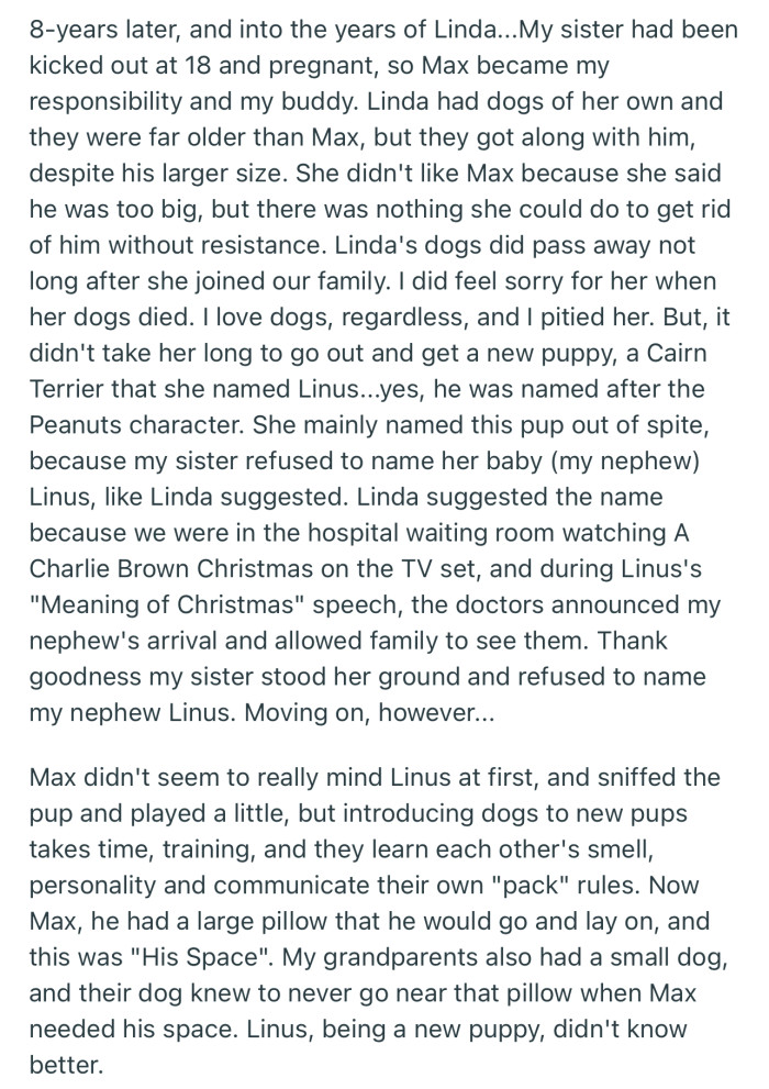 Linda comes into the picture with her dog, Linus