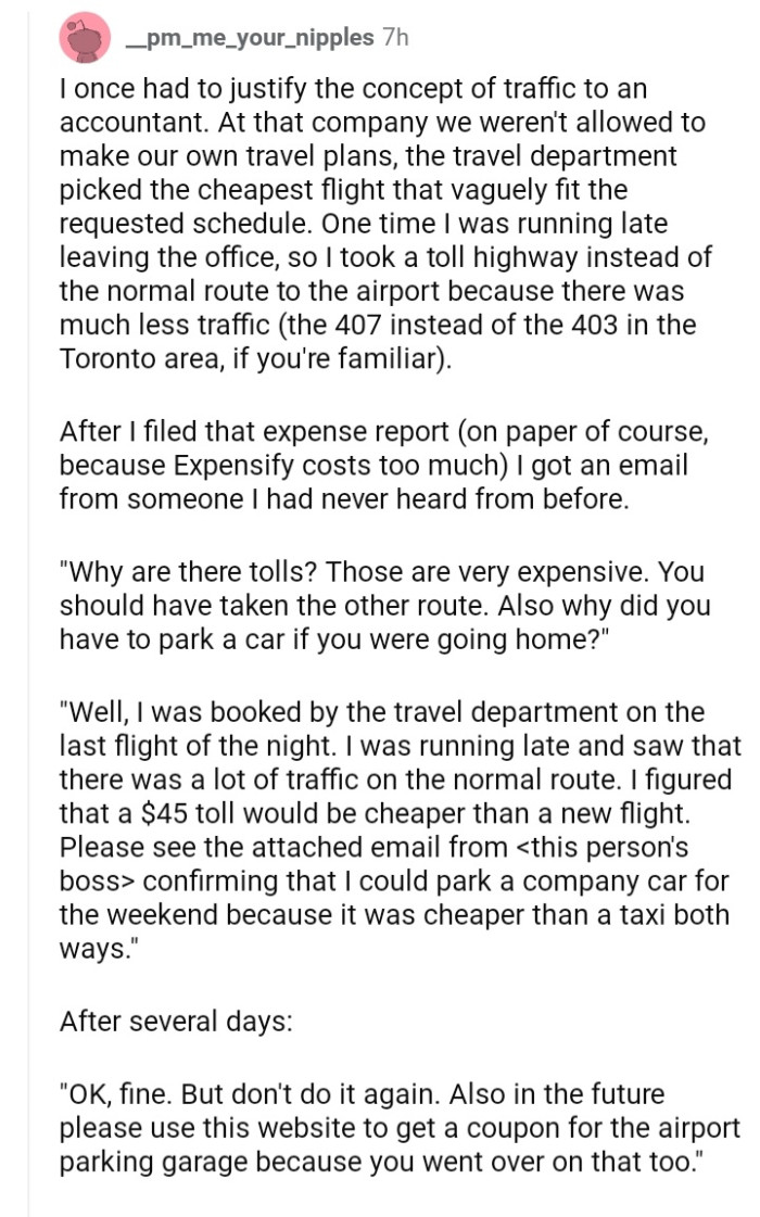 This Redditor shares their own similar experience with their penny-pinching accountant