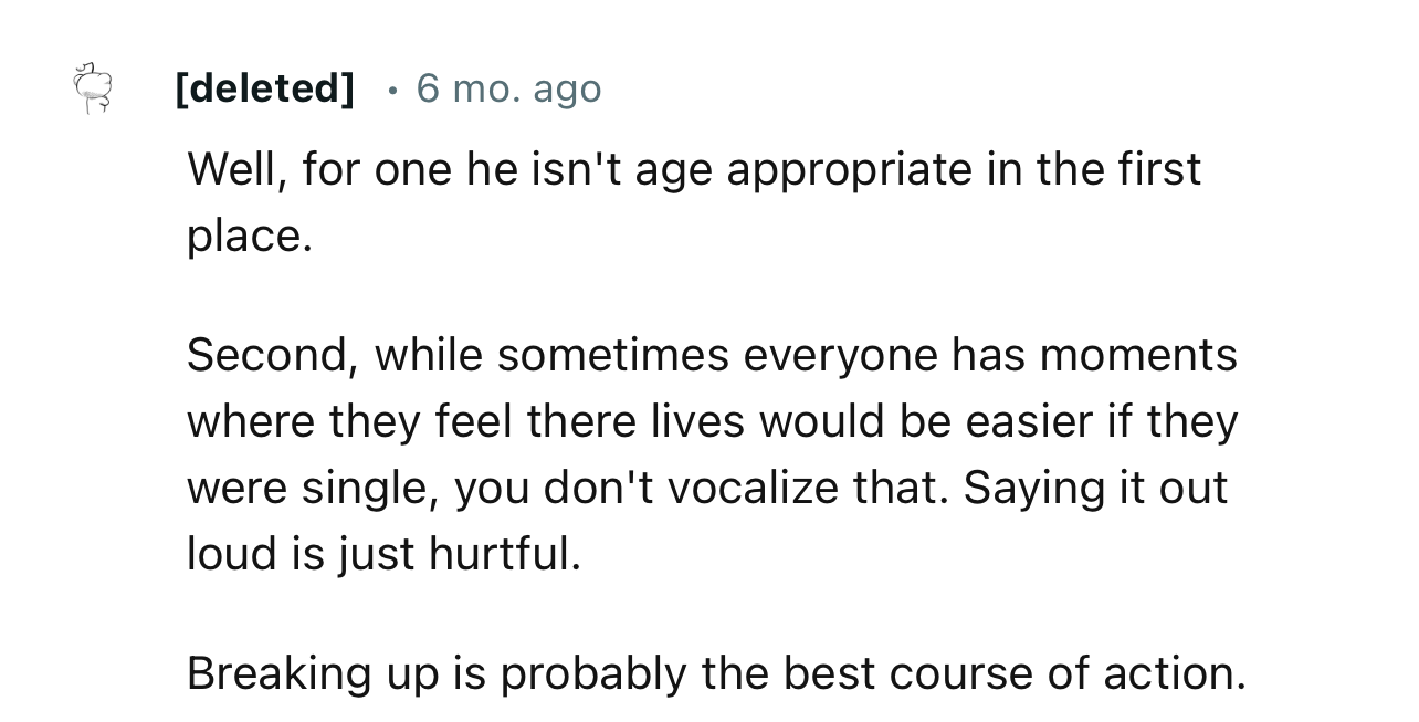 “Breaking up is probably the best course of action.”