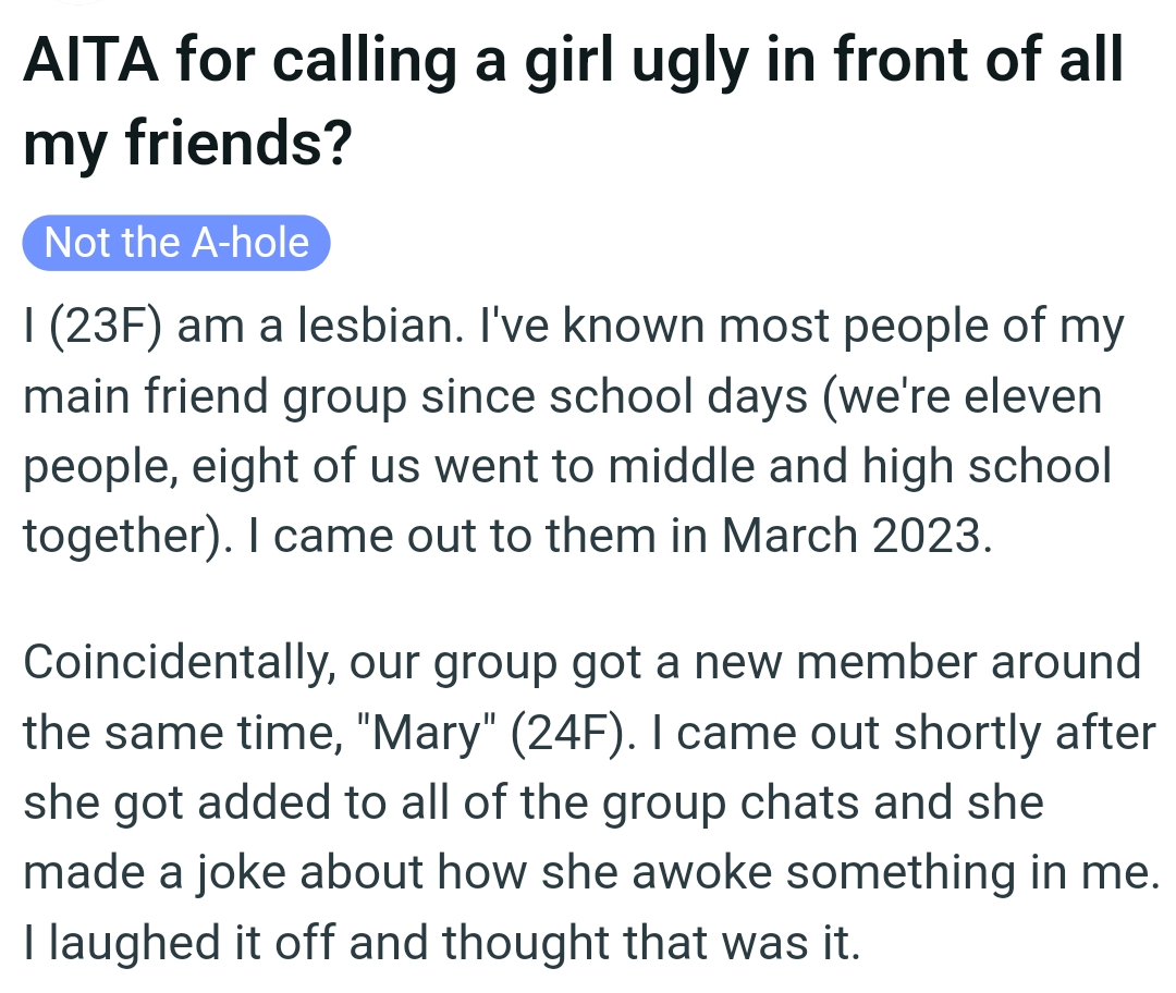 The OP kicks off her story