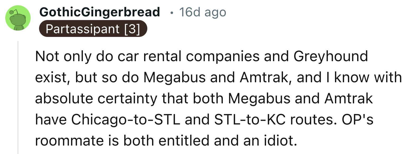 OP's Friend Could Take a Bus as Well