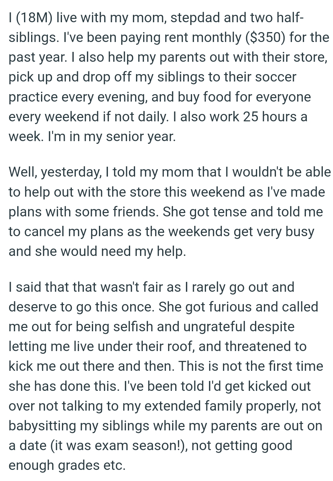 OP's mom became tense and told him to cancel his plans