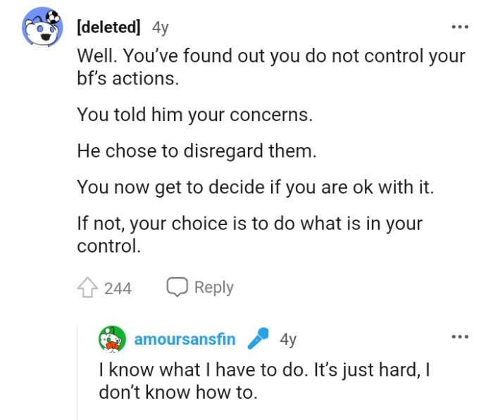 The OP has told him her concerns.