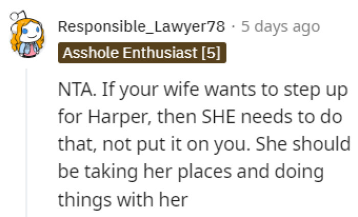 She should be the one stepping up