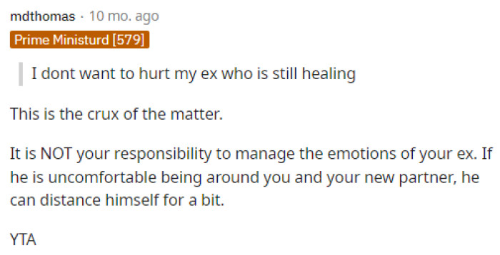 This is the issue here. In one sentence, this is her problem because she still cares about her ex entirely too much, and it seems to be affecting all her other relationships.