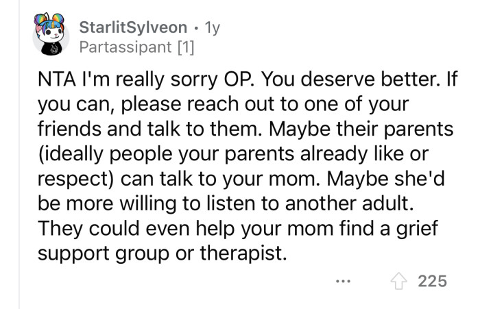 The mom might be more willing to listen to an adult.