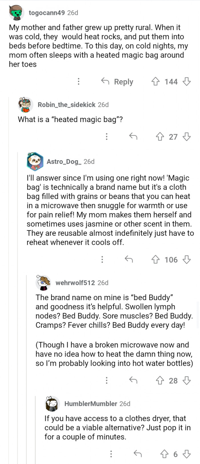 7. Heated rocks for a warm bed at night.