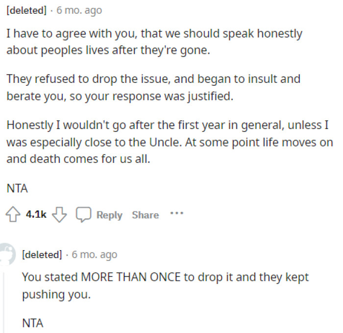 People came to the comments quickly to tell OP that he's NTA and that maybe his family needed to hear this, honestly.