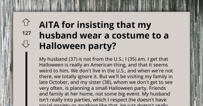 Woman Insists Non-American Husband Wear Halloween Costume Despite His Discomfort Towards This "Weird" Tradition