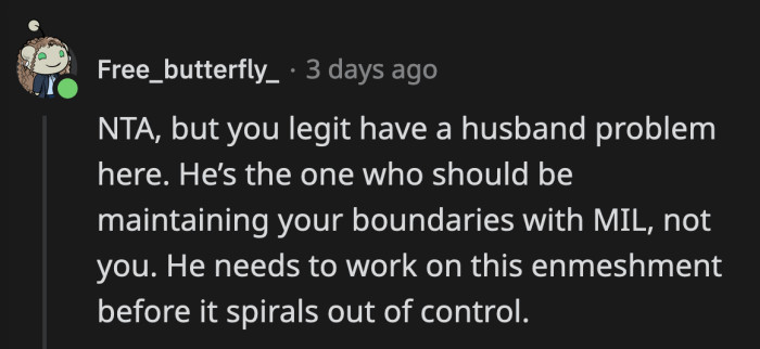 Where is OP's husband in all of this? What is he doing other than keeping his guilt at bay?