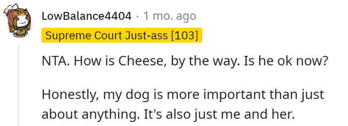 A Redditor told the OP that she was not in the wrong