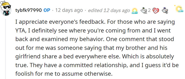 The OP replied to the comments and said some things: