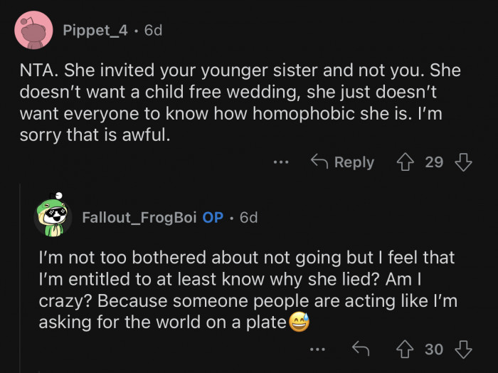 The aunt's issue is not with OP's age but his sexual orientation.