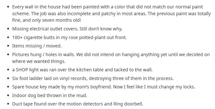 He wrote a list of all the things his mom did while they were away, and it's unbelievable. But wait, there's more below.