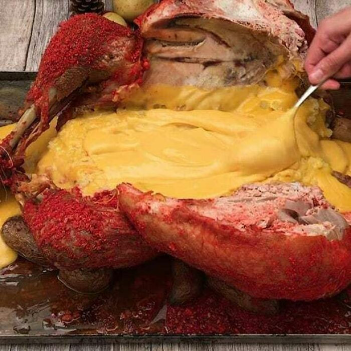 I don't even know what this is, but that looks like a lot of cheese. I just want to know, why?