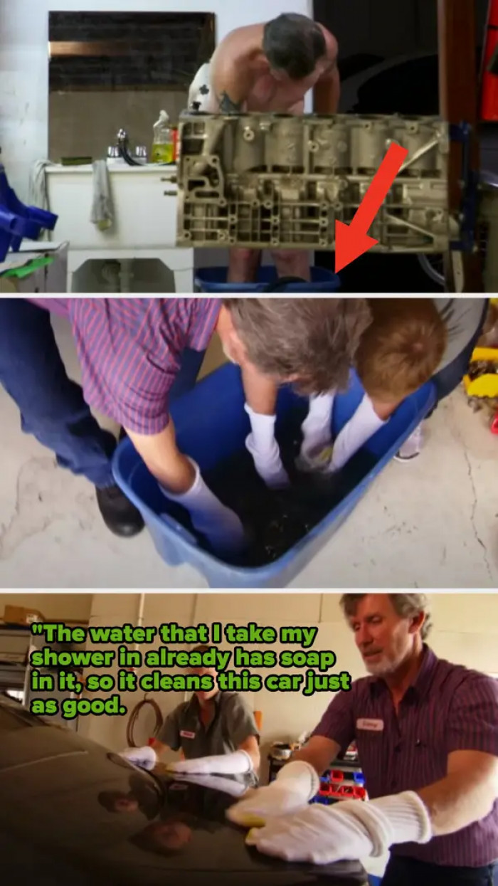 6. This car mechanic who lives in a garage, showers in a bucket, and uses his soapy bathwater to clean cars