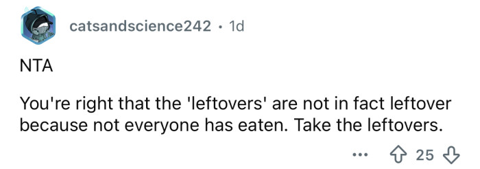 There are no leftovers.