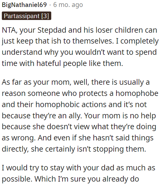 OP's stepdad and his kids should keep their negativity to themselves.