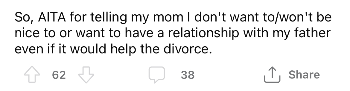 Now he's wondering if he's the a**hole here.