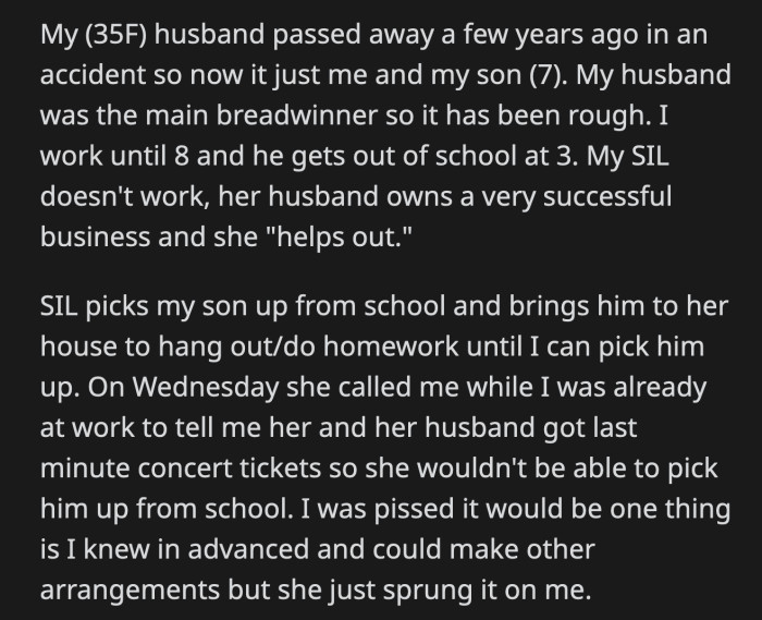 Her sister-in-law did not take that Venmo request kindly and hasn't been available to babysit her nephew since