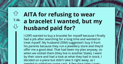 Woman Refuses To Wear Bracelet After Learning Husband Paid For It
