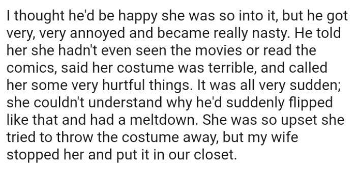 The OP couldn't understand why her cousin suddenly flipped like that