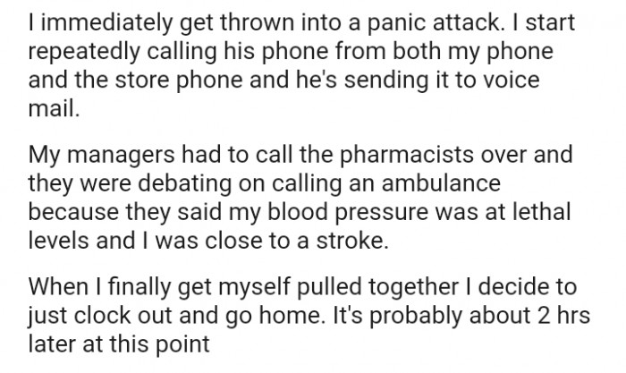 The OP's blood pressure was at lethal levels, and she was close to a stroke.