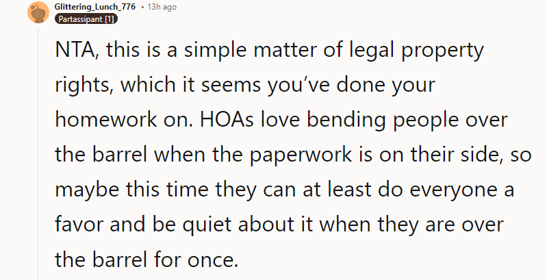 NTA, this is a simple matter of legal property rights,