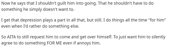 She says she understands but wants him to do something 