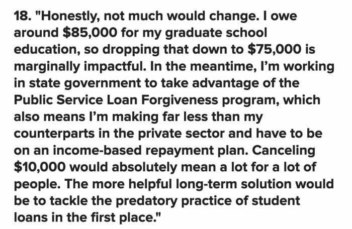 The real solution is student loan reform, but the country is built on the backs of poor people.