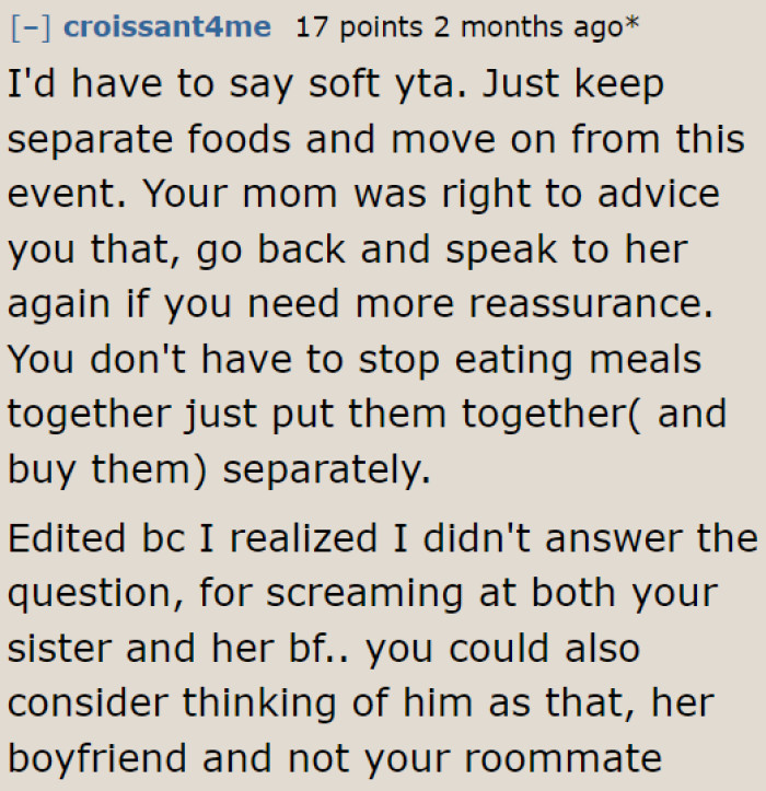 Moving forward, she now needs to label her food.