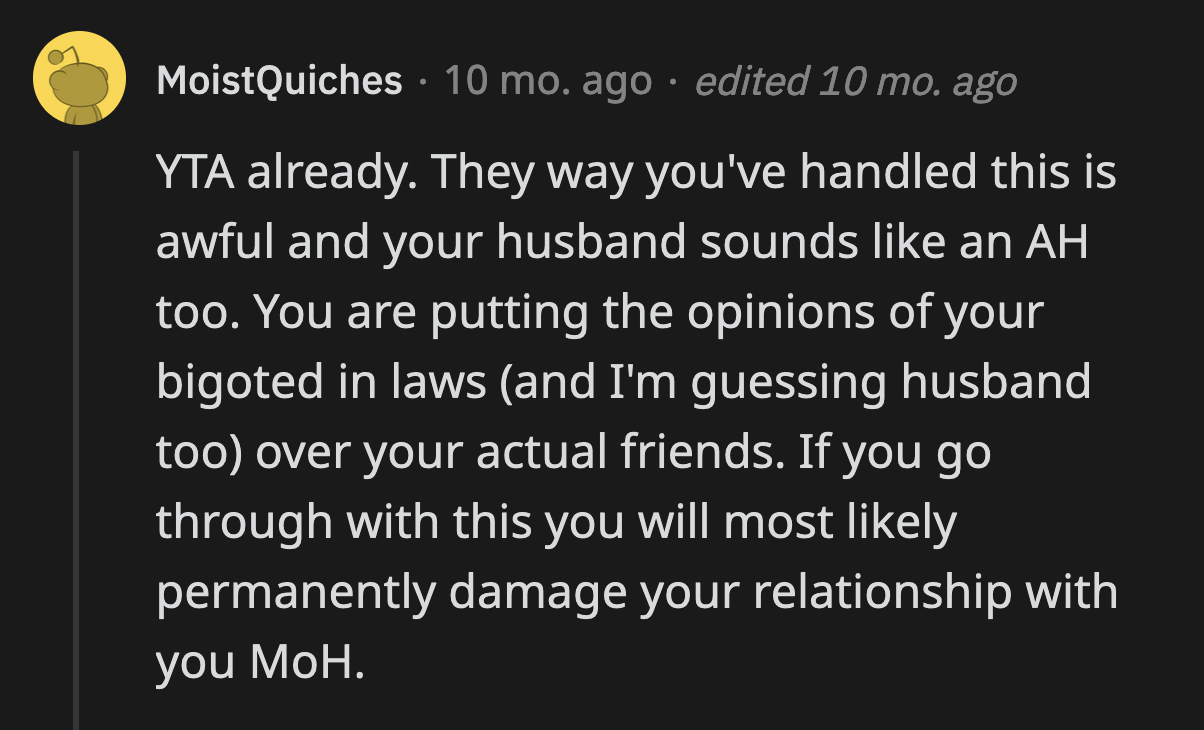 If OP can't genuinely recognize that she acted like an a**hole to her friends, there is no way that her relationship with Marissa could survive this ordeal.