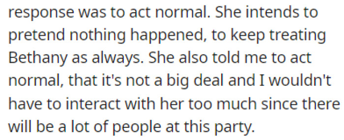 OP's girlfriend told him that he should just act like nothing is happening