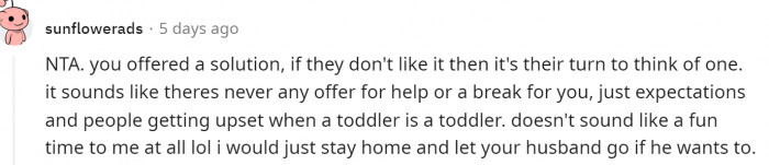 Here is another comment suggesting that the husband go alone.